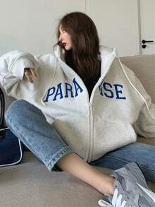 Oversize Loose Thick Sweatshirt Jacket For Women, Fall & Winter, Korean Style,Long Sleeve Tops