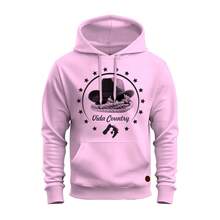 Unisex Printed Cotton Kangaroo Sweatshirt Country Life Hat - 淺粉色 - 查看 1