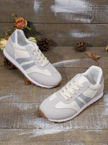 SHIHUA 2024 New European Fashion Women's Lightweight Luxury Canvas Sneakers, Casual Retro Running Shoes - Grey - View 1