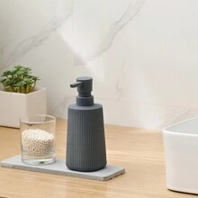1 件条纹灰色皂液器，现代塑料圆形，适用于浴室洗手液和厨房洗碗皂，液体容器瓶家居浴室装饰秋季装饰返校 - 灰色 - 查看 5