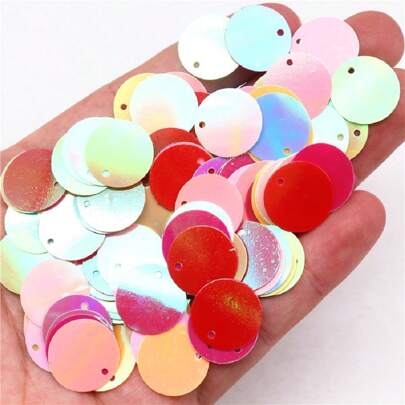 150pcs 20g Sequins 20mm Large PVC Round Loose Sequins Paillette 2cm DIY Sewing Wedding Jewelry Pendant Sequin Trim Craft Accessories Lentejuelas With 1 Side Hole