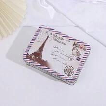 1 Cute Iron Box Cartoon Biscuit Iron Box Rectangular Biscuit Box, Snowflake Pastry Circular Iron Box, Candy Packaging Box, Empty Metal Can, Storage Box, Baking Tool - Multicolor - View 3