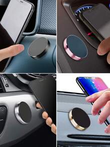 1 pieza Soporte magnético multifuncional mini para celular en el auto para navegación, disponible en rosa dorado/plateado/dorado/negro