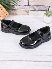 Girls' Hook-And-Loop Leather Princess Shoes Mary Jane School Shoes - Black - View 4