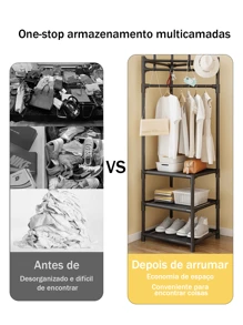 Simple Hanger, Folding Mobile Assembly, Multifunctional Floor Standing Clothes Drying Rack - Tendedero de esquina - Ver 9