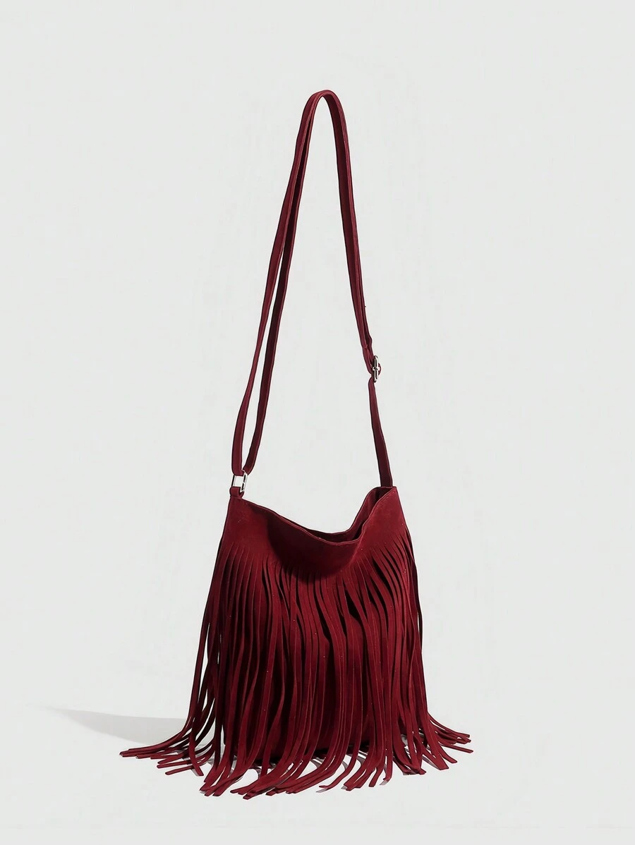 复古西部流苏斜挎包，波西米亚风女牛仔风格斜挎包，复古风女包