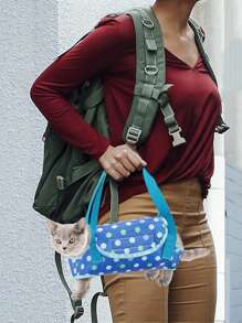 1pc Pet Portable Hands-Free Walking Leash With 4 Legs Chest Harness Sling Bag, Multi-Color - Multicolor - View 4