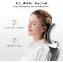 SIHOO M18 Ergonomic Office Chair For Big And Tall People Adjustable Headrest With 2D Armrest Lumbar Support And PU Wheels Swivel Tilt Function Black - 灰框灰網 - 查看 4