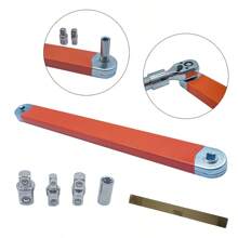 橙色偏置延长扳手，紧伸延长扳手套装，带 1/2"、1/4" 和 3/8" 方形驱动适配器，适用于小地方的通用延长扳手