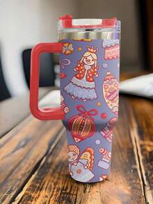 1 件圣诞汽车杯现代简约保温水杯，40 盎司 | 玻璃杯，圣诞卡通女孩，圣诞袜印花，适用于冰茶、水、咖啡，适合汽车杯架、圣诞节玻璃杯 - 多色 - 查看 8