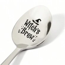 1 Cuchara De Acero Inoxidable Grabada 'witches Brew' Para Café, Té, Cereales O Helado - Regalo Grabado Para Él/ella - Plateado - Ver 1