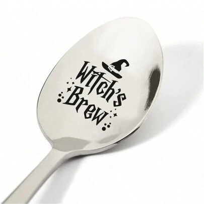1pc Witches Brew Engraved Stainless Steel Spoon For Coffee Tea Cereal Ice Cream - Engraved Gift For Him/Her