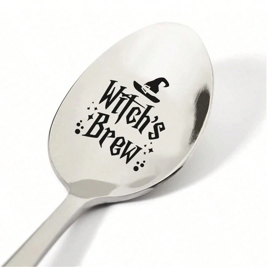 1 Cuchara De Acero Inoxidable Grabada 'witches Brew' Para Café, Té, Cereales O Helado - Regalo Grabado Para Él/ella - Plateado - Ver 1