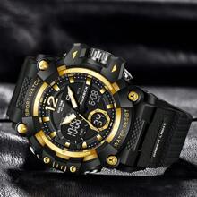 Reloj de cuarzo dual para hombre de negocios Foxbox, con pantalla dual, resistente al agua, luminoso, multifuncional, de moda y calendario - Negro - Ver 2