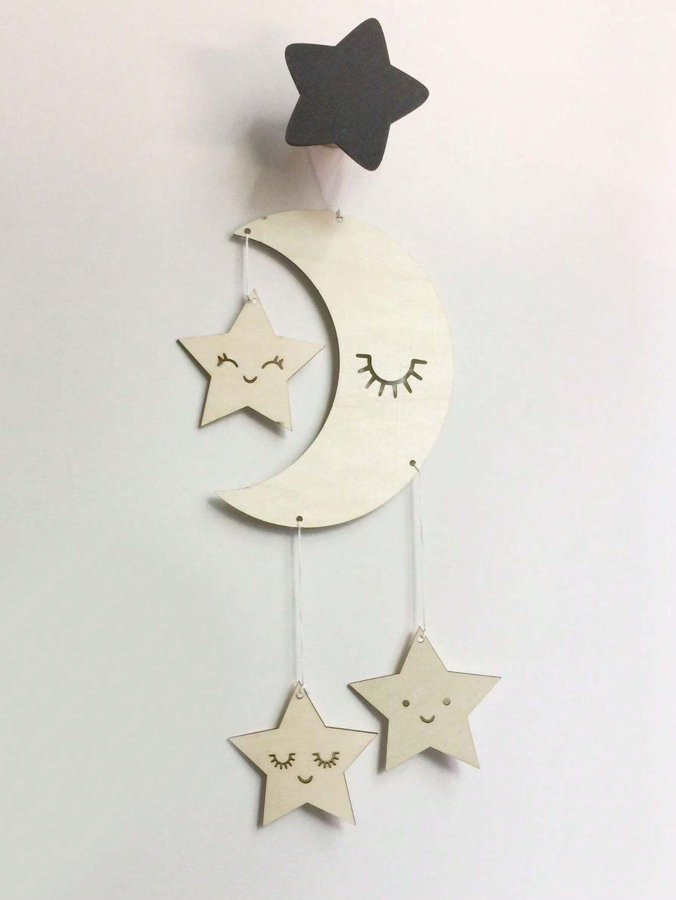 Moon Star Wood DIY Crafts Cutouts Blank Wooden Moon Star Craft Shapes
