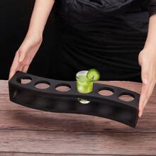 1 pieza Soporte para vasos de chupito con 6 ranuras, fácil de usar, bandeja de vasos de chupito de bambú multiusos, exhibición y almacenamiento de vasos de chupito para copas de vino, regalo del Día de San Valentín, fiesta, decoración de cumpleaños, para uso en exteriores, camping
