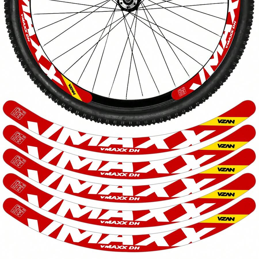 Kit 12 Stickers Vmaxx Wheel Bike Vzan 2023 Disc Brake Bicycle Cycling Rim 26 29 Red - Một cỡ - Xem 1