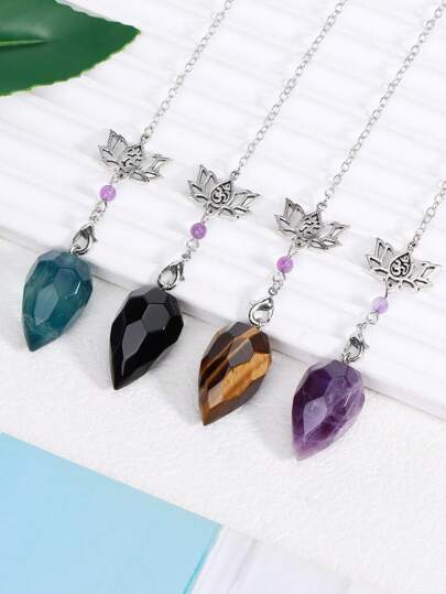 1pc Spiritual Crystal Pendulums For Divination Dowsing Reiki Natural Stone Tiger Eye Clear Quartz Yoga Esoterism Pendulos H494