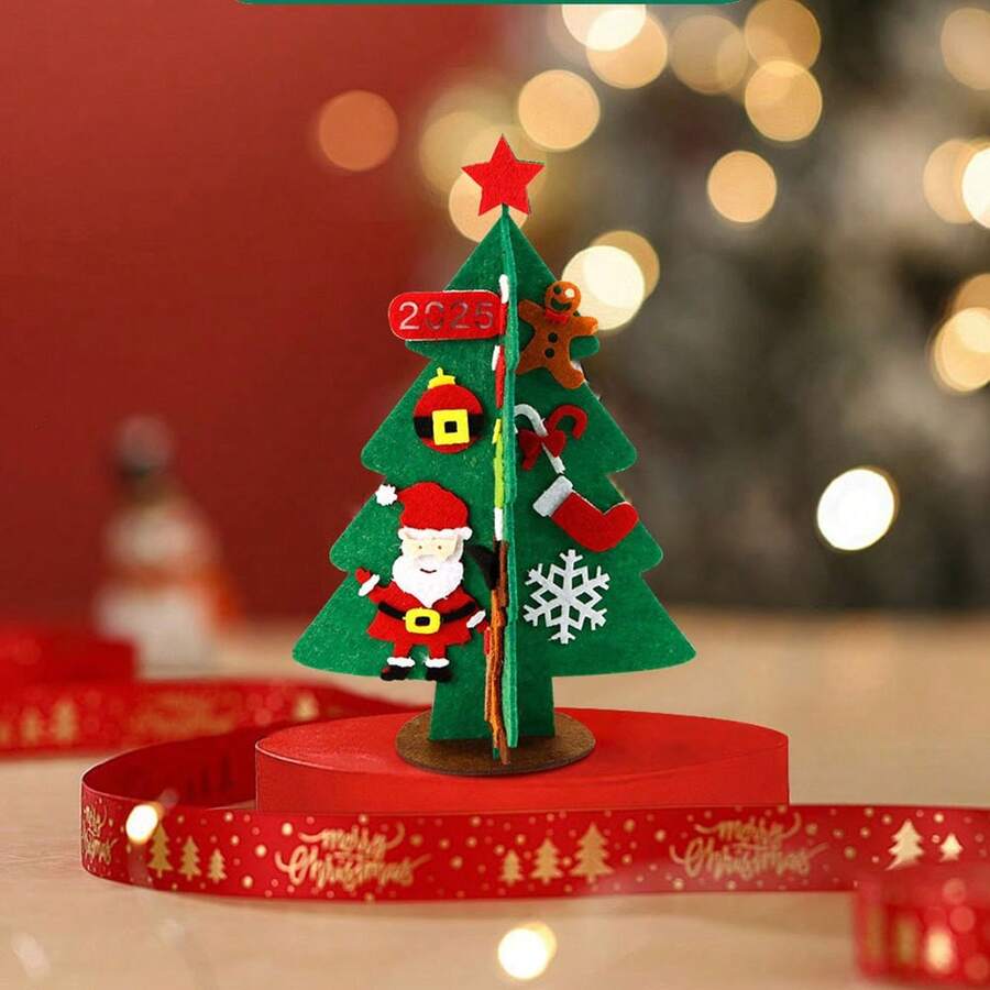1 Set Handmade Non-Woven Christmas Tree Decorations, Mini Christmas Tree Craft Supplies - Multicolor - View 1