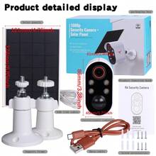 1 Set Night Vision Battery Powered Security Camera With Solar Panel & Two-Way Talk, Wireless Outdoor Camera, IP65 Waterproof, 2.4GHz WiFi, PIR Motion Sensor - White - View 2