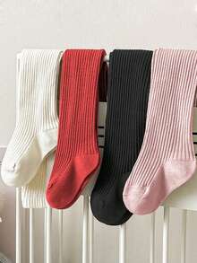 1 chiếc tất trẻ em mùa thu/đông, quần legging dệt kim sọc thời trang, quần tất múa ba lê dễ thương màu trơn cho bé gái - Nhiều màu - Xem 8