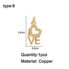 1 件装 10 款金属心形小盒吊坠 DIY 爱心金色项链配件适用于珠宝制作手链吊坠装饰用品 - 金色 - 查看 11