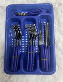 Palmas Colors Kitchen Cutlery Set With Cutlery Holder 25 Pieces - Màu xanh lam - Xem 1
