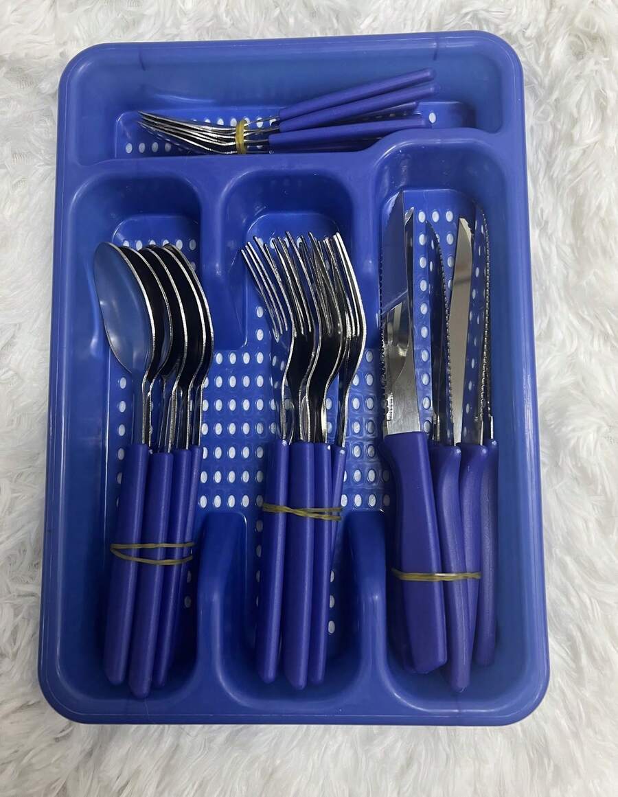 Palmas Colors Kitchen Cutlery Set With Cutlery Holder 25 Pieces - Màu xanh lam - Xem 1
