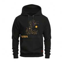 Sweatshirt Cold Weather Kangaroo Printed Cotton Horse Country Life - 黑色 - 查看 1