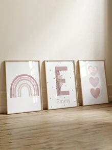 3 Stück/Set ungerahmte personalisierte Namens-Leinwandposter Wandkunst, benutzerdefinierter Namens-Poster Heimdekoration, Cartoon Regenbogen Liebe Leinwanddruck Kinderzimmer Wohnzimmer Schlafzimmer Dekoration, perfektes Geschenk und Dekoration, ungerahmt, exquisit, hochwertig, personalisiert, einzigartig, ideale Geschenke für sie, ihn, Freund, Freundin, Vater, Mutter, Familie, Freunde, Sohn, Tochter, Schüler, Arbeiter, Kinder, Schule, Zuhause, Büro, Geburtstag, Abschluss, multifunktional, langanhaltend, dekorativ, wiederverwendbar, exquisit, stilvolle, hochwertige, farbenfrohe, moderne, personalisierte, einzigartige, ideale Geschenke für ihn, ideale Geschenke für sie, Freund, Vater, Freundin, Mutter, Familie, Freunde, Teeraum, Zuhause, Garten, Büro, für Jahrestage, für Valentinstag, für Muttertag, für Geburtstage, für Vatertag, für Abschluss, für Hochzeiten, für Einweihung