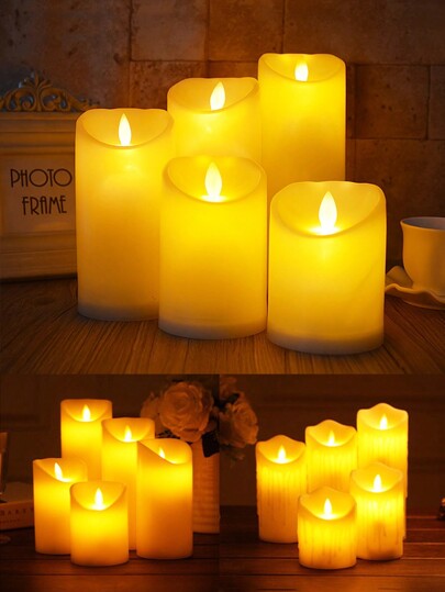 LED Large Plastic Candle,Single Flickering Flameless Candles, Outdoor Waterproof Flameless Candles Battery Operated LED Flickering Pillar Candles Long-Lasting Plastic Wedding Candle Table Candle Lights,Halloween, Christmas, Birthday Parties,Festival, Home Decor