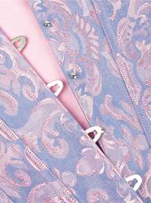 1 件复古提花紧身胸衣塑身衣，女士束腰塑身内衣，适合礼服 - 藍色 - 查看 5