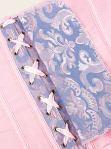 1 件复古提花紧身胸衣塑身衣，女士束腰塑身内衣，适合礼服 - 藍色 - 查看 7