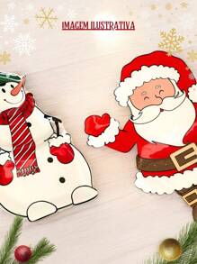 2 Centerpieces For Snacks Santa Claus & Snowman Model 3MM Thick Glass Christmas Decoration Modern Themed Snack Bowl - Đỏ và trắng - Xem 1