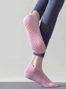 3 双女士瑜伽袜，防滑，适合所有季节，短款普拉提舞蹈健身袜，黑色、白色、粉色，健身房，秋季 - 彩色 - 查看 3