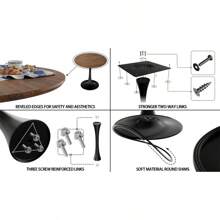 Walnut Circular Dining Table, 31.5 "Tulip Dining Table, Kitchen Dining Table For 2-4 People, MDF Tabletop And Base, And 2 Gray PU Black Metal Leg Dining Chairs Set 2