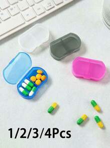 1/2/3/4pcs Portable Pill Box For Travel,Moisture Proof Pill Organizer Reusable Pill Case For Men And Women Medicine Planner Daily Pocket Case To Hold Vitamin Medicine Medication And Supplement Home Emergency Bag Medical Assistant Camping Medical Pill Container Medicine Box Plastic Containers