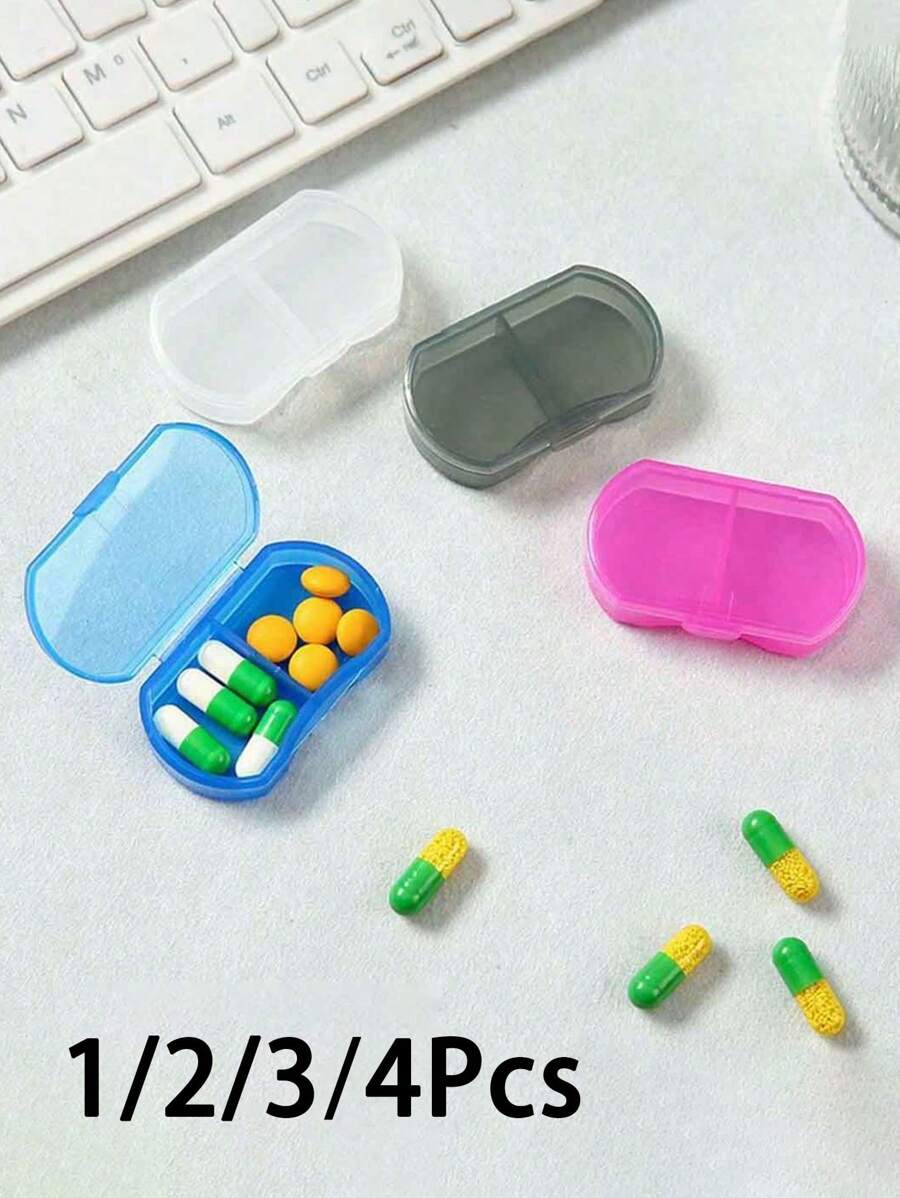 1/2/3/4pcs Portable Pill Box For Travel,Moisture Proof Pill Organizer Reusable Pill Case For Men And Women Medicine Planner Daily Pocket Case To Hold Vitamin Medicine Medication And Supplement Home Emergency Bag Medical Assistant Camping Medical Pill Container Medicine Box Plastic Containers