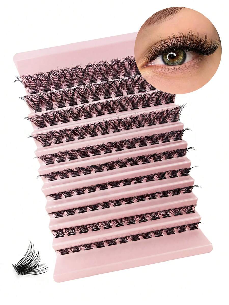 Cluster Lashes Extension 120 Pcs Wispy D Curl Clusters Individual Lash Extensions 8-16mm Mixed Natural Look Lightweight False Eyelashes Extensions DIY At Home - D - View 1