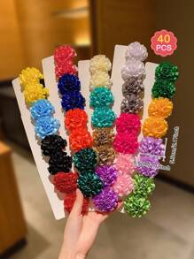 40pcs Colorful Flower Hair Clips For Girls