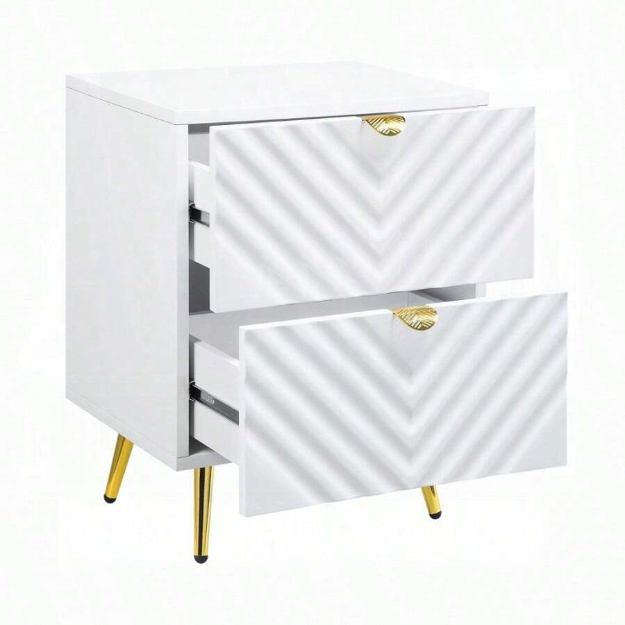 White High Gloss 2Drawer Nightstand SHEIN USA