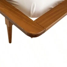 Mid-Century Modern Solid Wood Queen Platform Bed Frame With Spindle Headboard - Caramel - Caramel+Pine+Queen as Pic - View 5