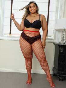 1pc Women Curve Tights, Sexy Skinny Leggings High Stretch Hollow Out Fishnet Pantyhose, Solid Color Gothic Style Versatile Hosiery For All Seasons