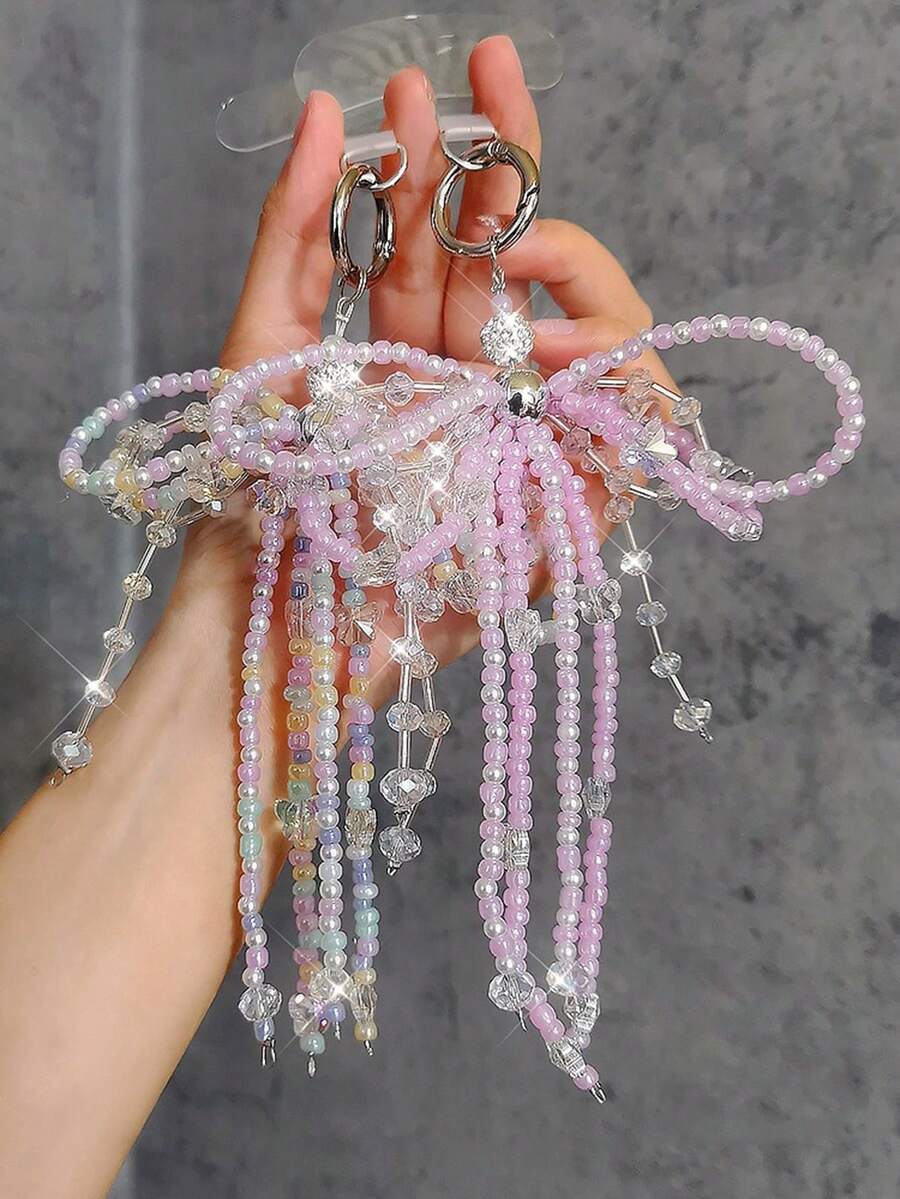 1 件可爱 ABS 树脂蝴蝶结钥匙扣，颜色和顺序随机 - 彩色 - 查看 1