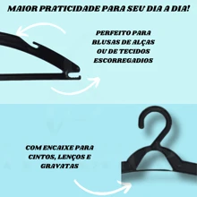 10 Clothes Hangers Kit 10 Single Wardrobe 10 Common Plastic Hangers Black - màu đen - Xem 3