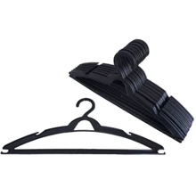 10 Clothes Hangers Kit 10 Single Wardrobe 10 Common Plastic Hangers Black - màu đen - Xem 5