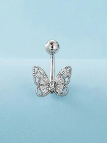 1 件休闲可爱蝴蝶锆石肚脐环，适合女士，穿孔身体首饰派对 - 蝴蝶型 - 查看 14
