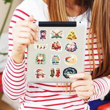 圣诞装饰 50 张圣诞节和新年节日礼物系列贴纸、卡通红袜子、圣诞树、星星防水装饰贴纸，适用于杯子、笔记本电脑、规划器 - 彩色 - 查看 6