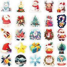 圣诞装饰 50 张圣诞节和新年节日礼物系列贴纸、卡通红袜子、圣诞树、星星防水装饰贴纸，适用于杯子、笔记本电脑、规划器 - 彩色 - 查看 7