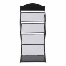 Floor-Standing Magazine Rack Information Rack Storage Rack Newspaper Rack Display Rack Manual Book Rack Single Page Simple Iron (Black) - Black - View 4